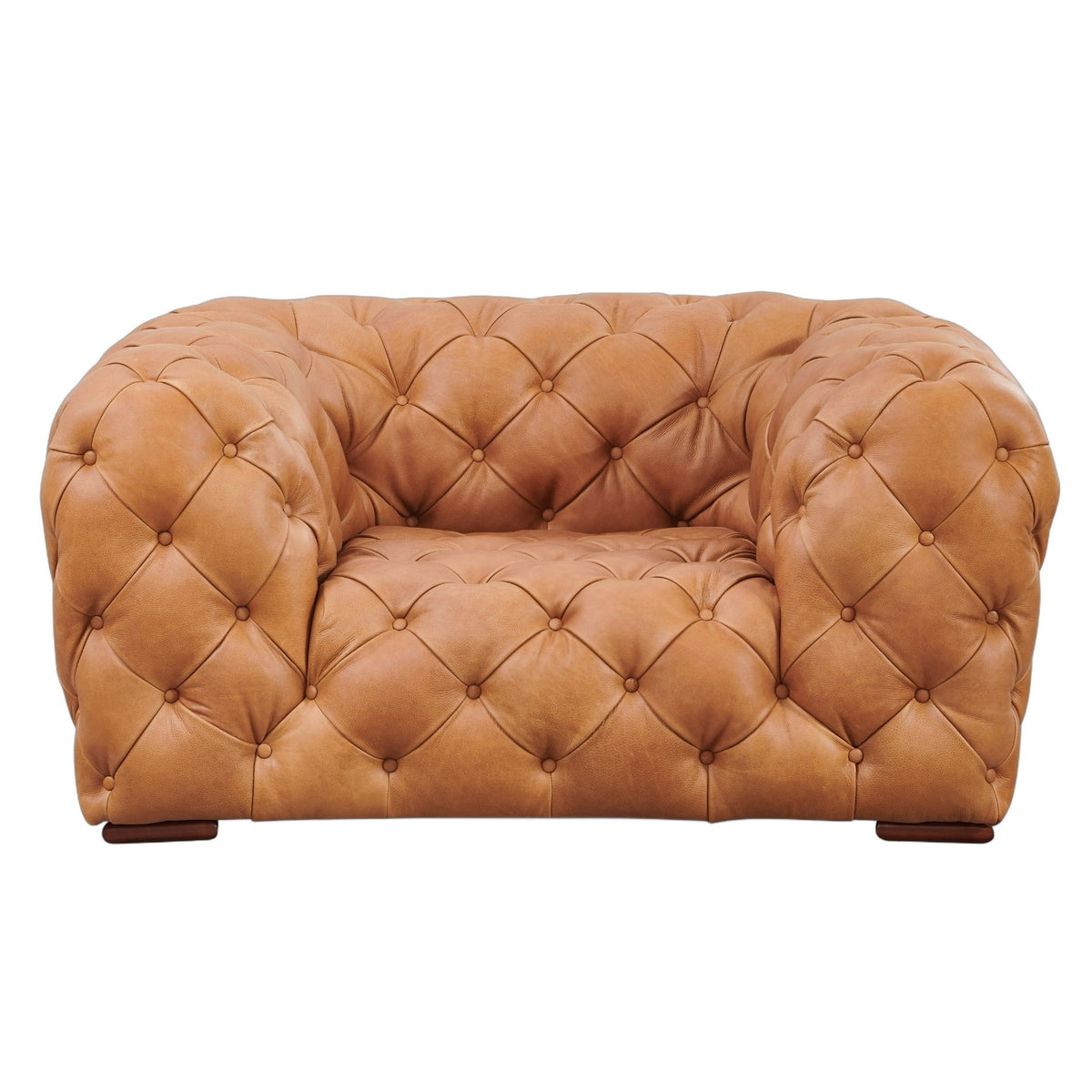 Dexter - Transitional Camel Full Italian Leather Lounge Chair