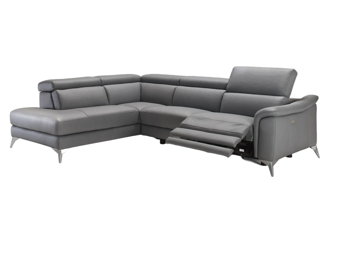 Monte Carlo - Italian Modern Grey Leather LAF Sectional Sofa
