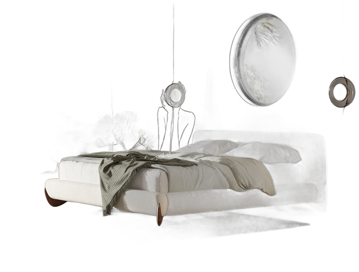 Fleury - Contemporary Cream Fabric and Walnut Bedroom Set