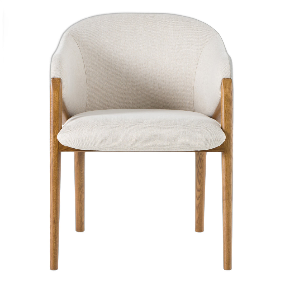 Lunde Cream Fabric and Walnut Arm Dining Chair