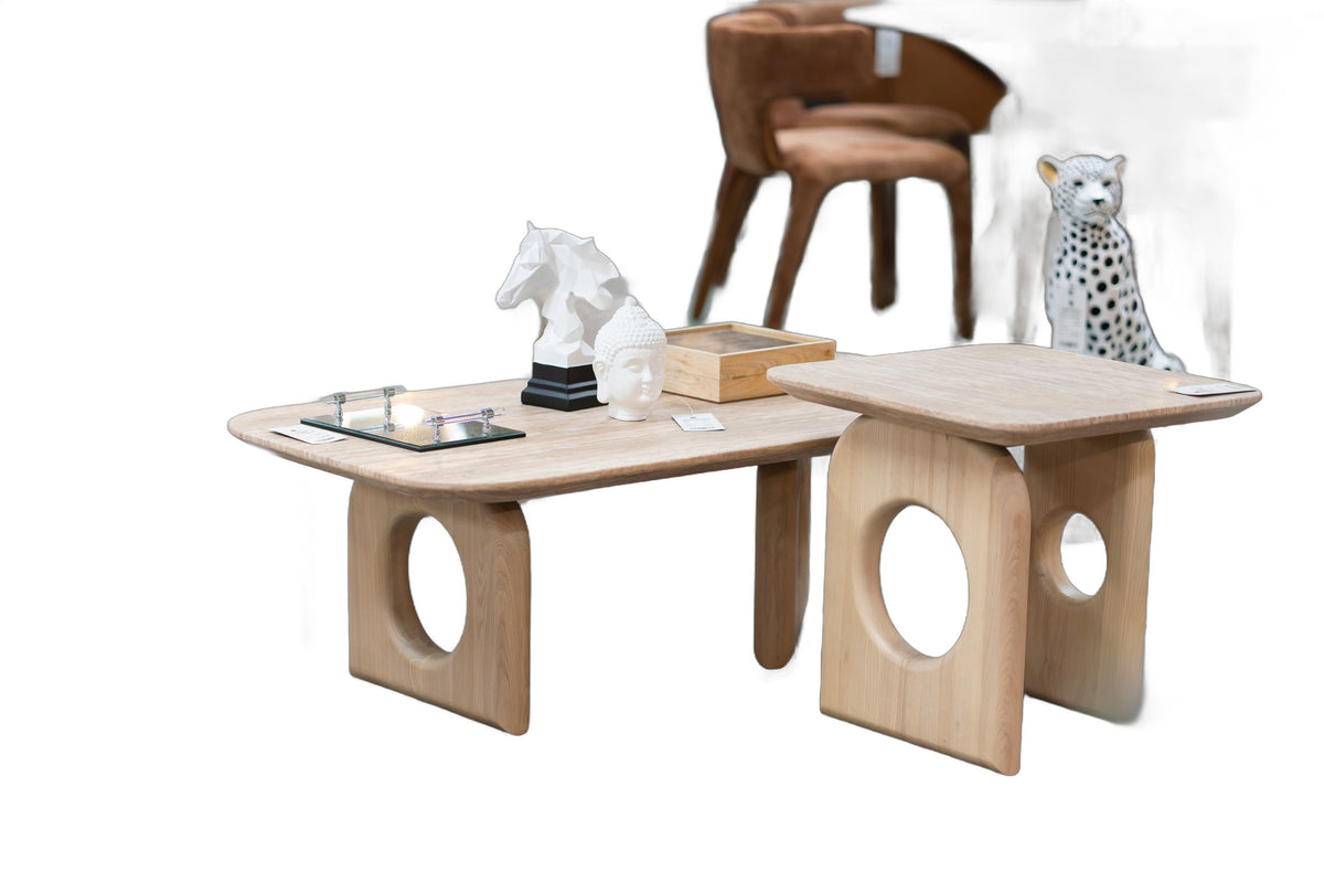 Osaka - Modern Faux Marble + Natural Ash Coffee Table
