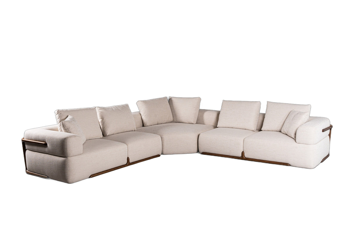 Simone - Modern Off-White Fabric Sectional Sofa