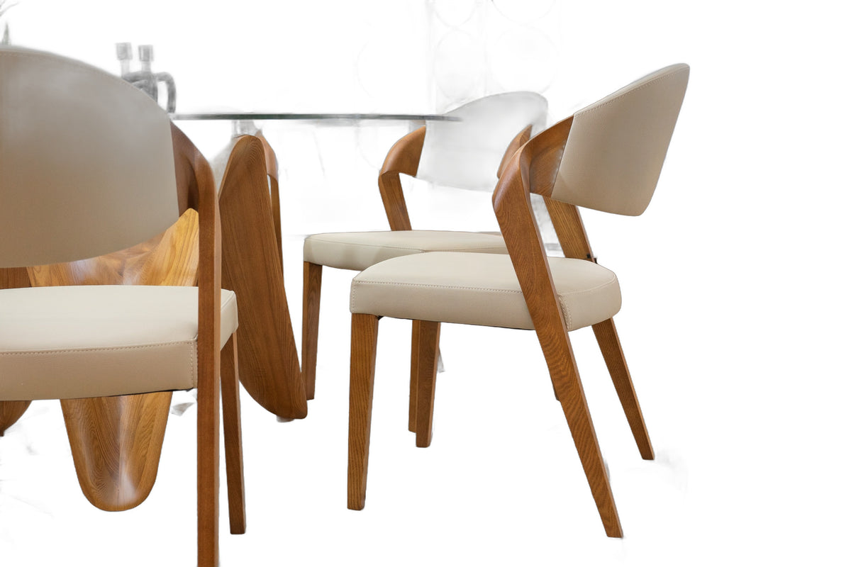 Arlo Mid-Century Beige & Walnut Dining Chair (Set of 2)