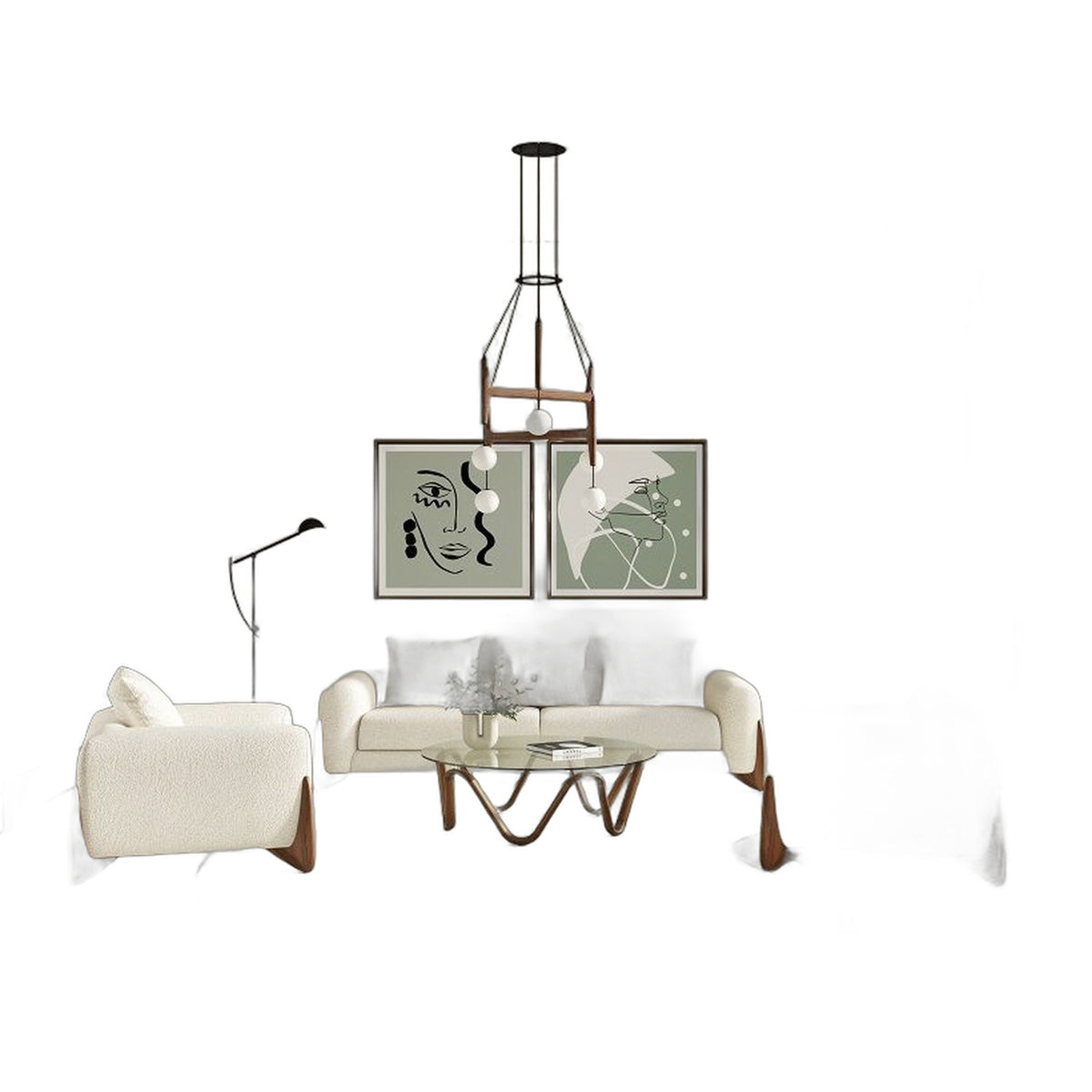 Lassen - Modern Glass & Walnut Coffee Table