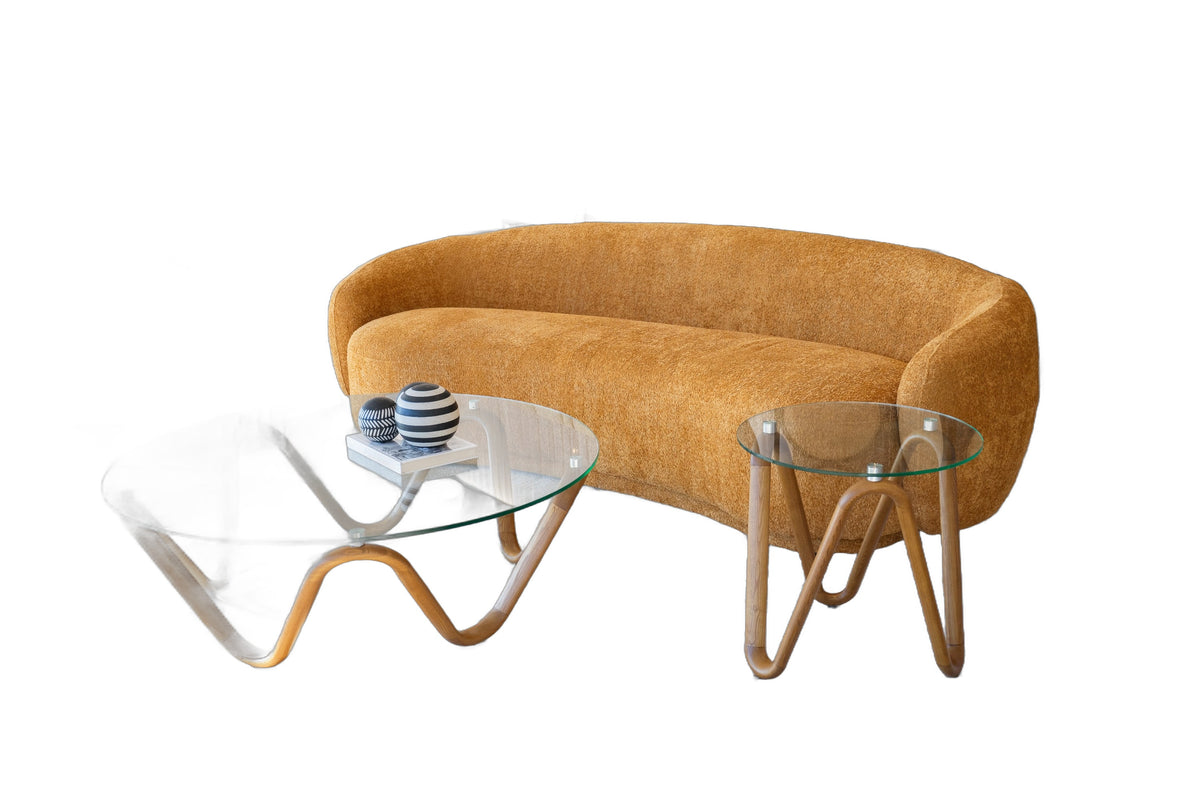 Lassen - Modern Glass & Walnut End Table
