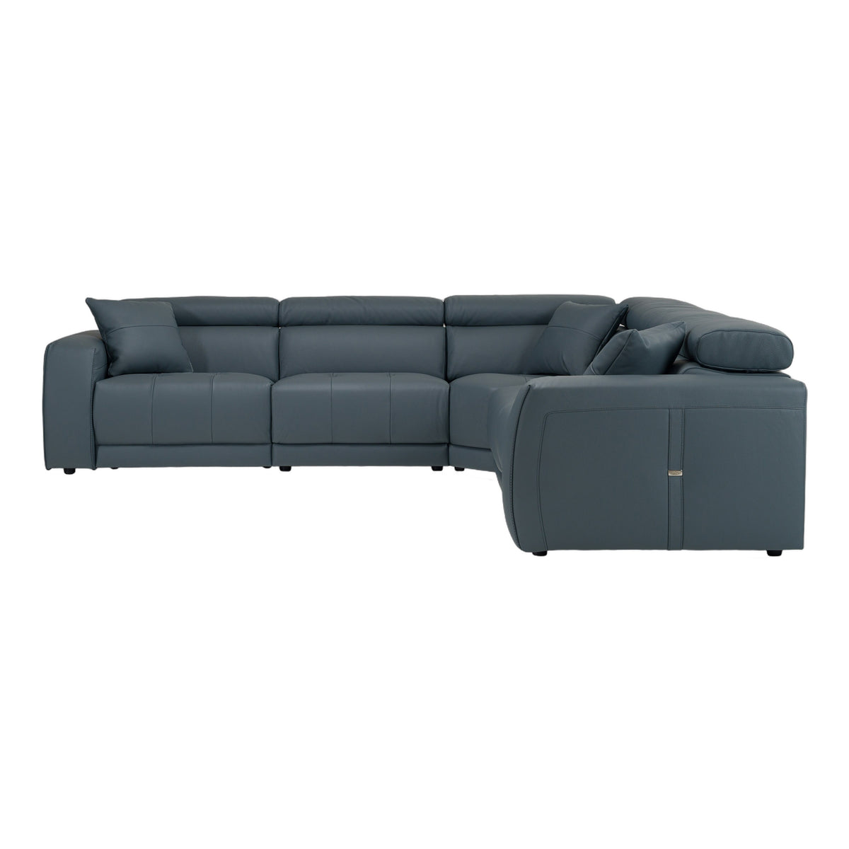 Dalton - Modern Italian Blue Leather Sectional Sofa + Recliners