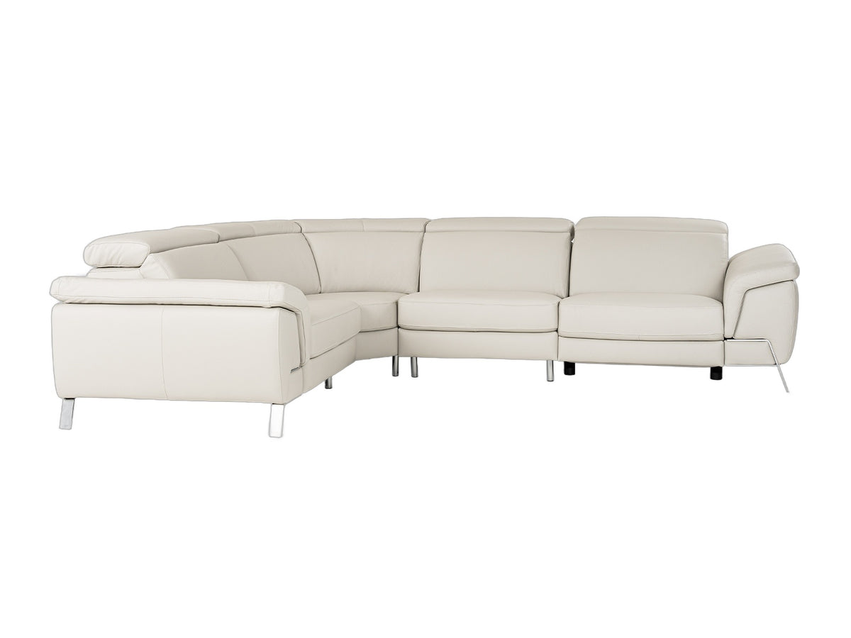 Mini Wonder - Italian Modern Grey Leather Sectional Sofa with Right Facing Recliner