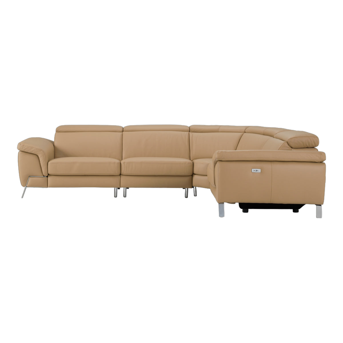 Mini Wonder - Italian Modern Deserto Leather Sectional Sofa with Right Facing Recliner