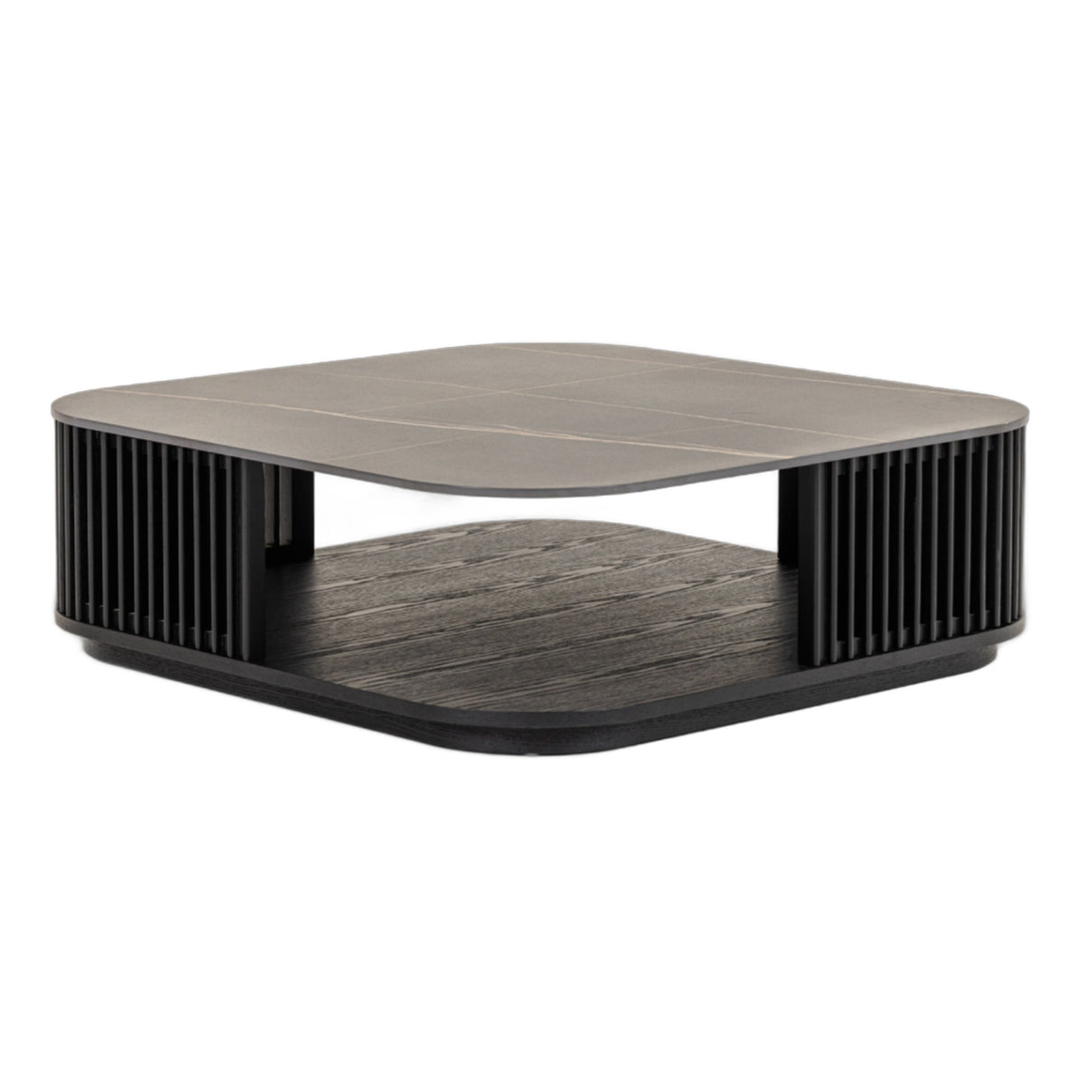 Chip - Modern Black Ceramic + Black Ash Square Coffee Table
