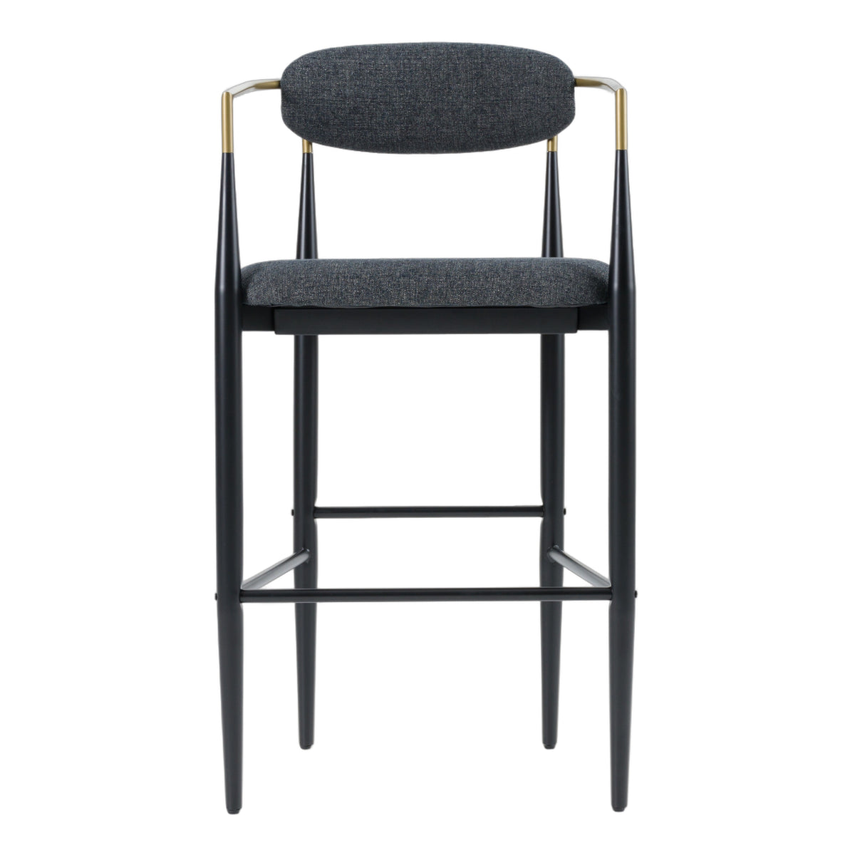 Buchtel - Mid-Century Modern Dark Grey + Gold Arm + Black Bar Chair