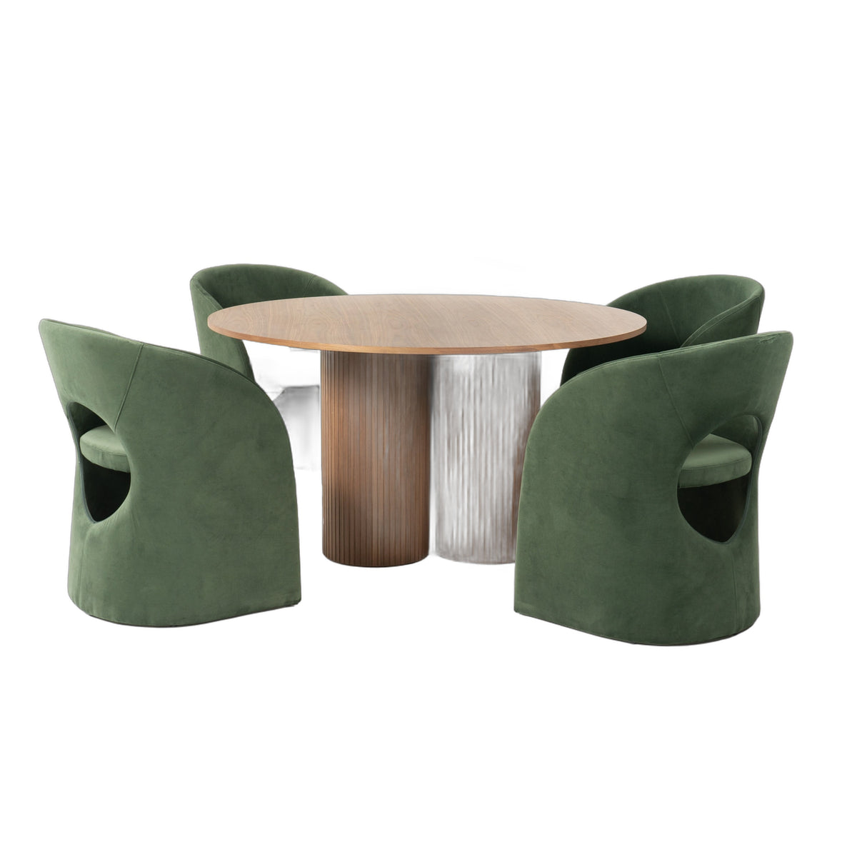 Depew - Mid-Century Modern Walnut Round Dining Table