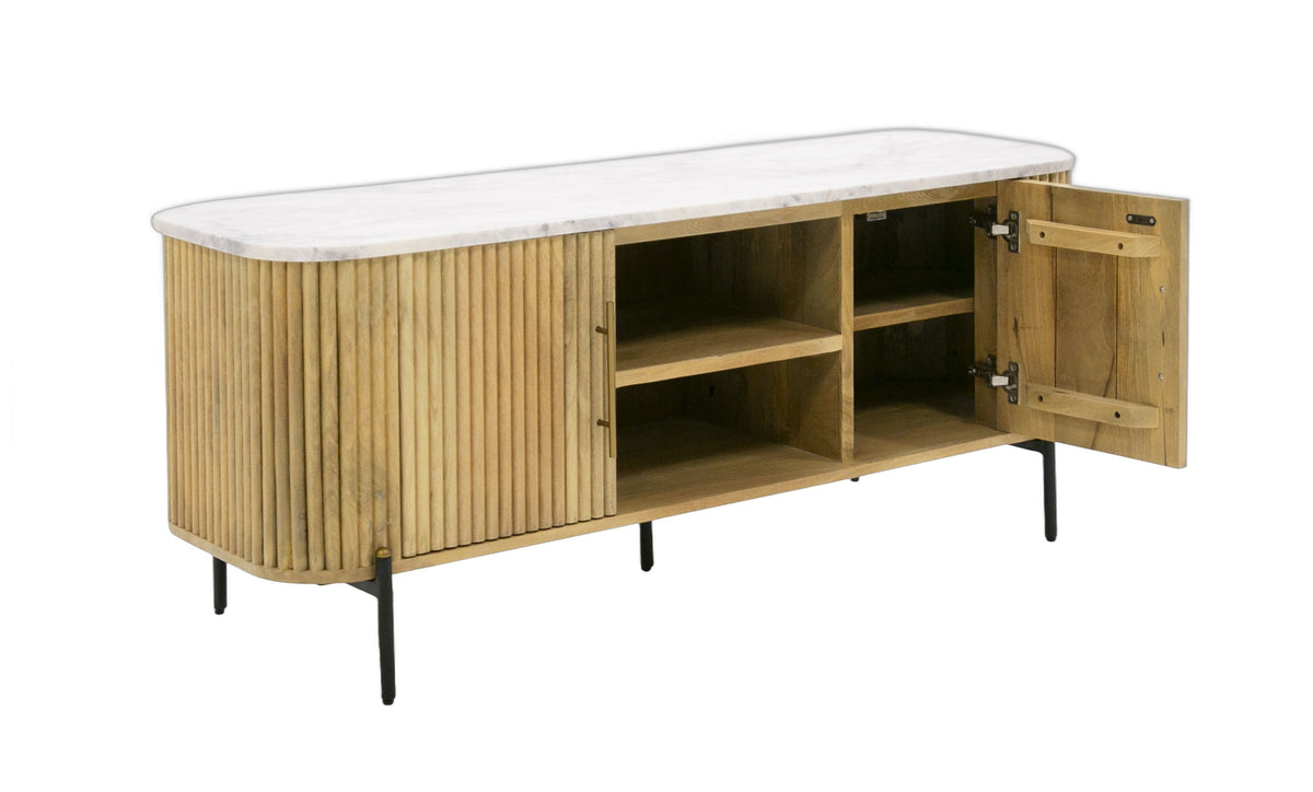 Cambridge White Marble & Mango TV Stand