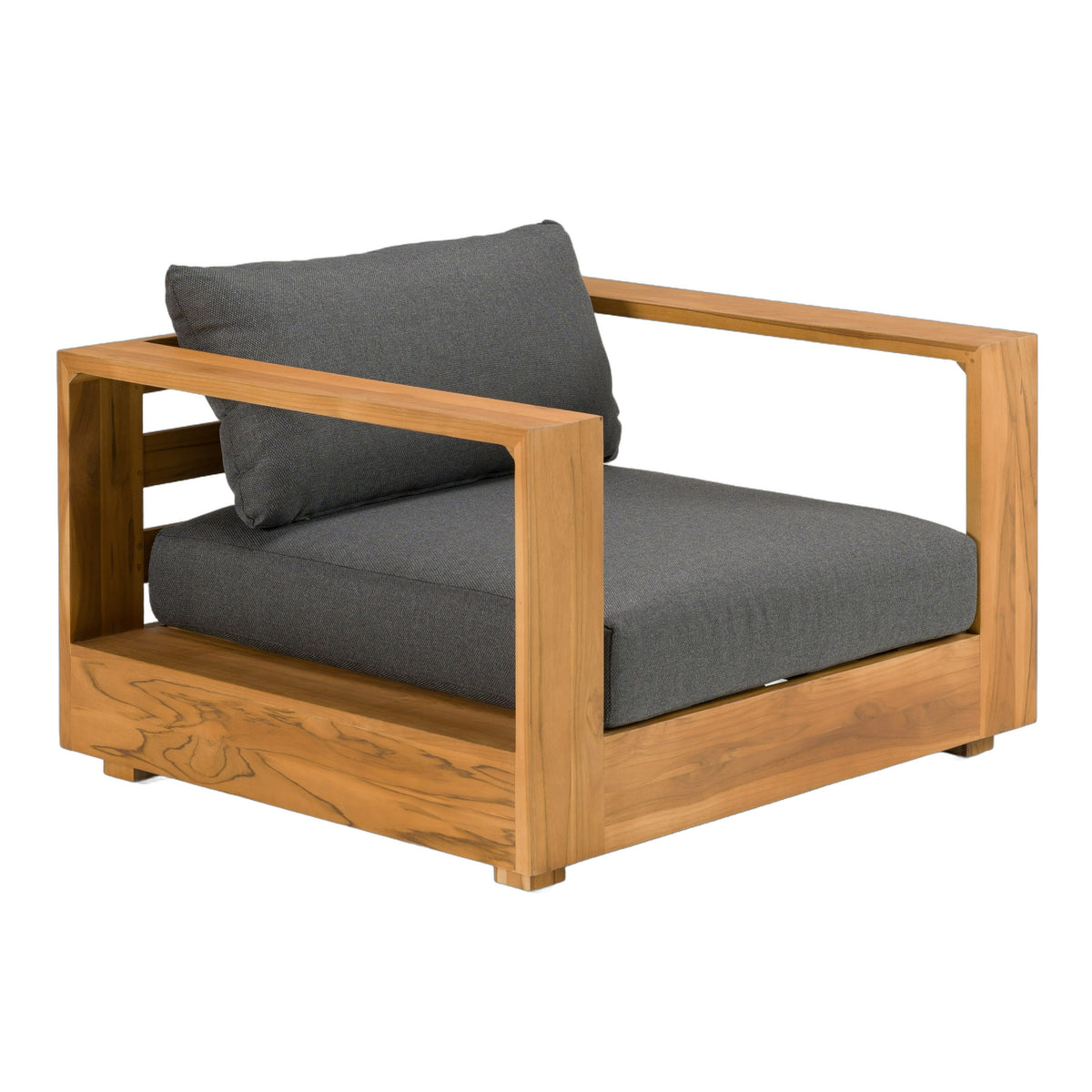 Santorini - Outdoor Olefin Fabric + Natural Teak Lounge Chair