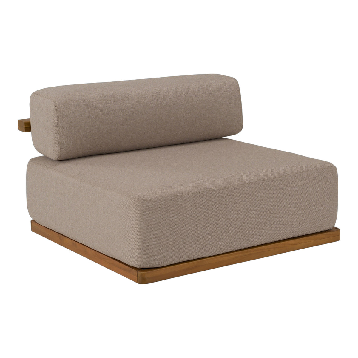 Saint Croix - Outdoor Light Brown Olefin Fabric + Teak Armless Seat