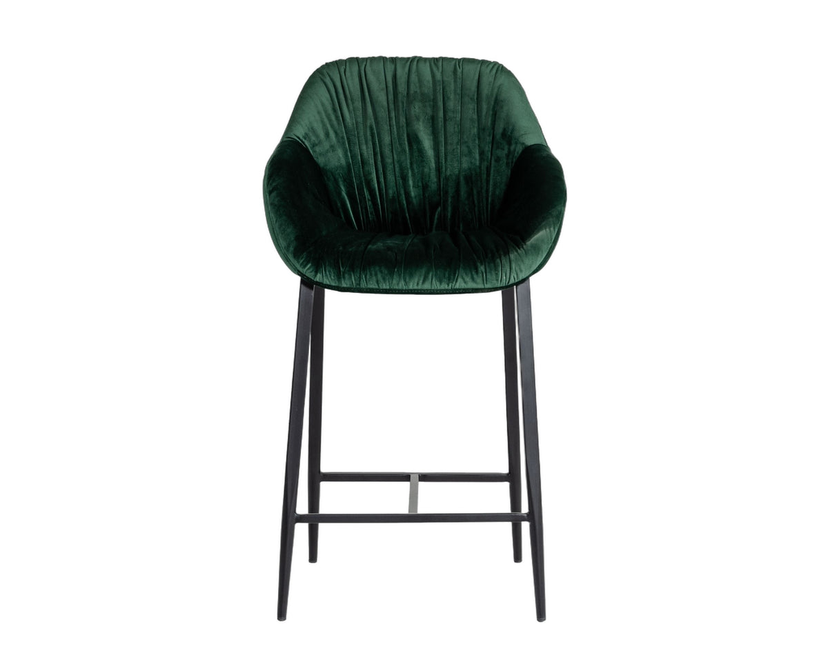 Katrina - Modern Green Fabric Bar Stool