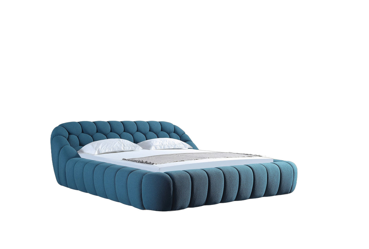 Yolonda - Modern Dark Teal Fabric Bed