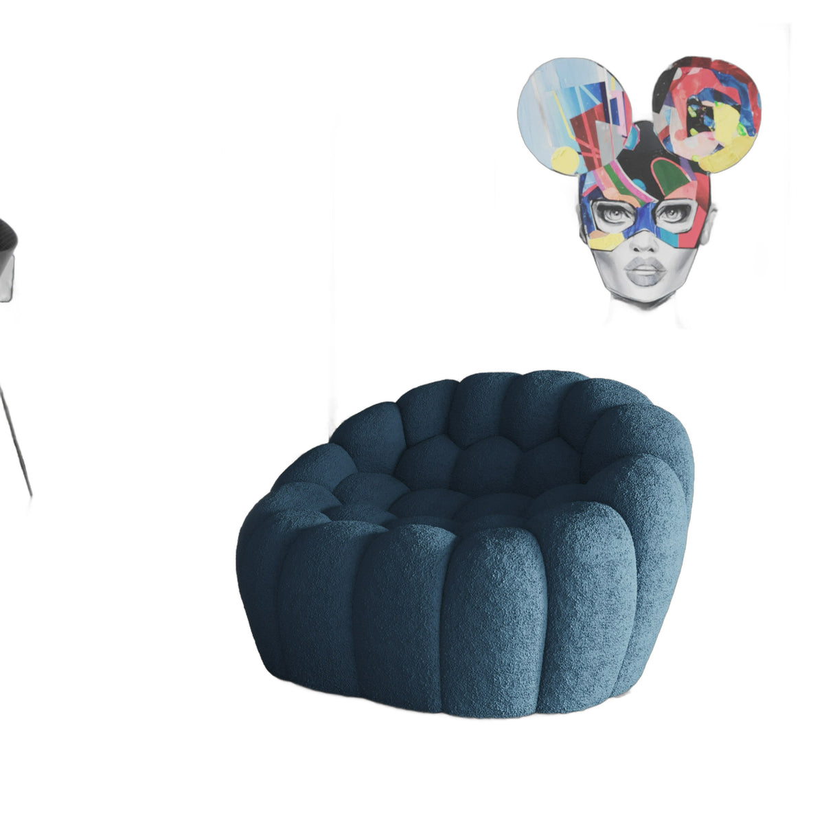 Yolonda - Modern Curved Dark Teal Fabric Chair