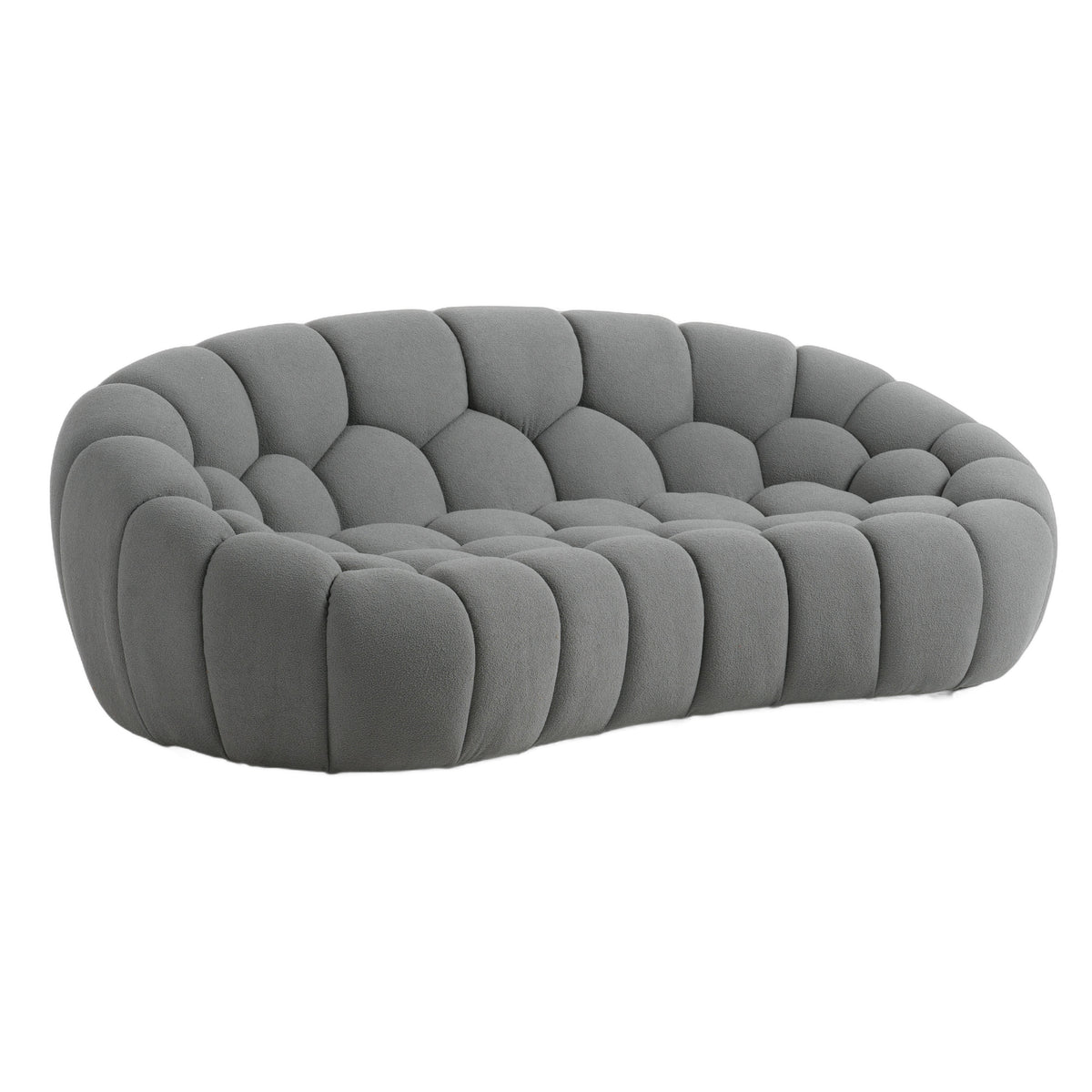 Yolonda - Modern Curved Light Grey Fabric Loveseat