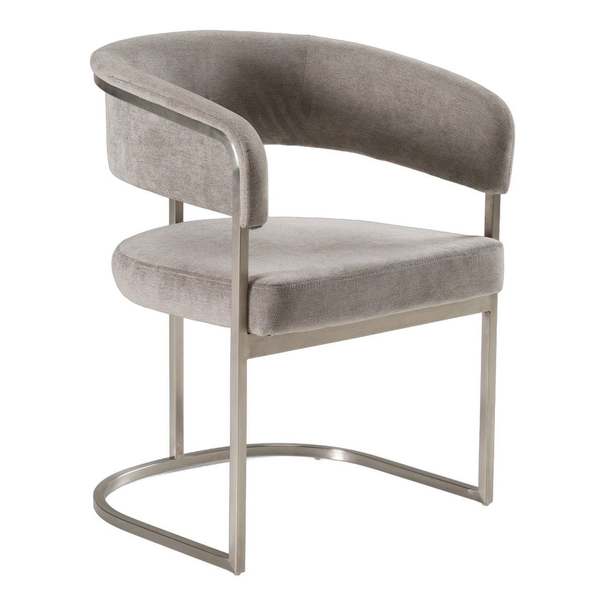 Sebastian - Modern Grey Fabric + Stainless Steel Dining Chair