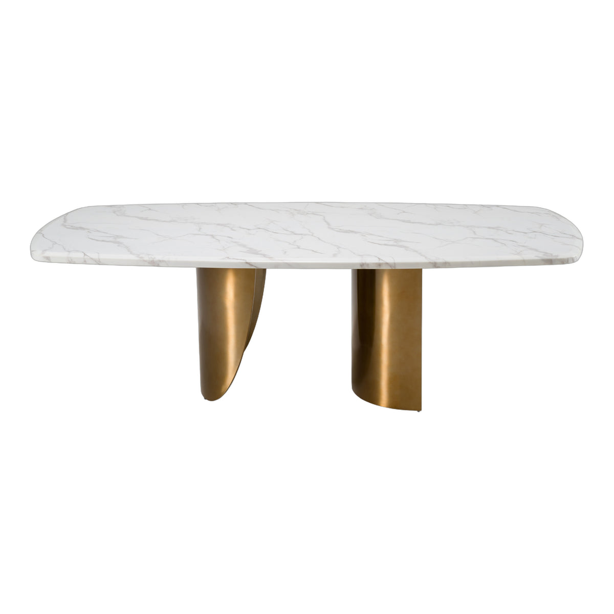 Reynold - Glam Faux Marble + Gold Stainless Steel 94-Inch Dining Table