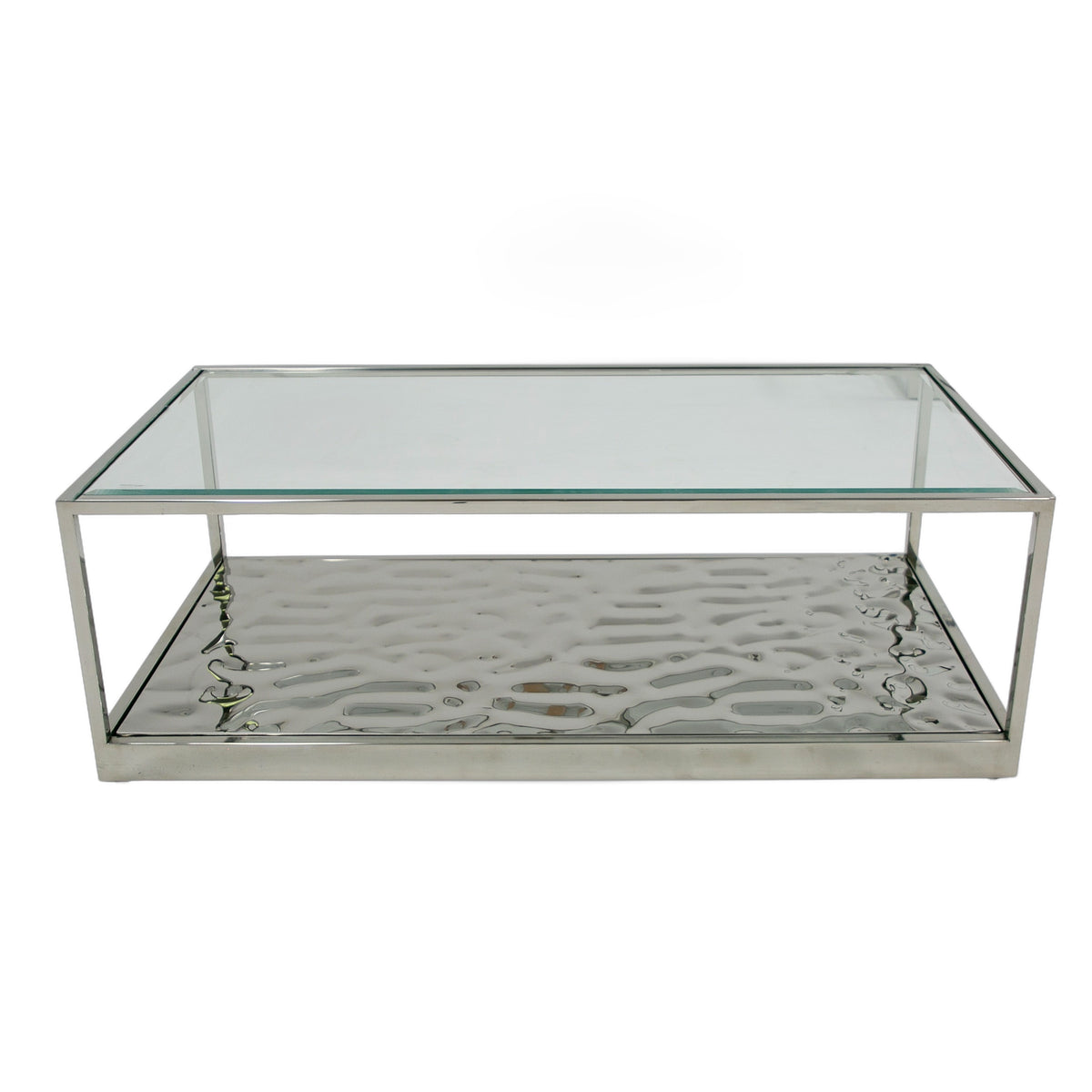 Braxton - Contemporary Clear Wave Glass Coffee Table