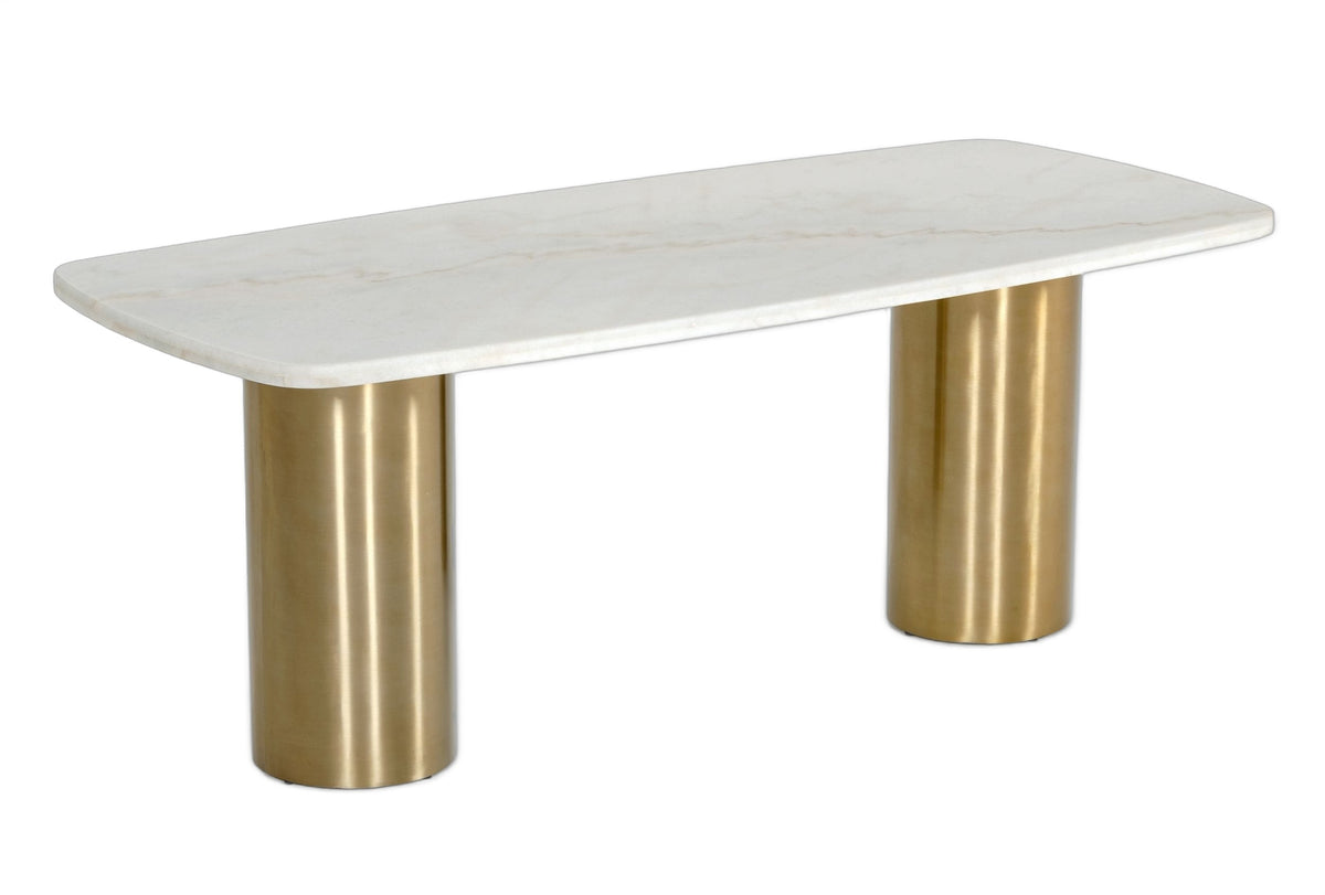 Rocky - Glam White Marble & Brush Gold Dining Table