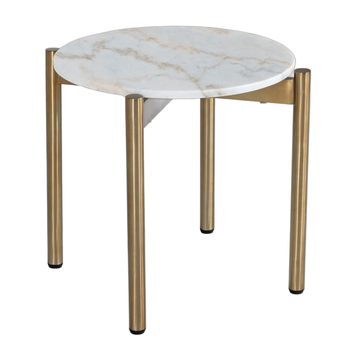 Denzel - White Marble + Gold End Table