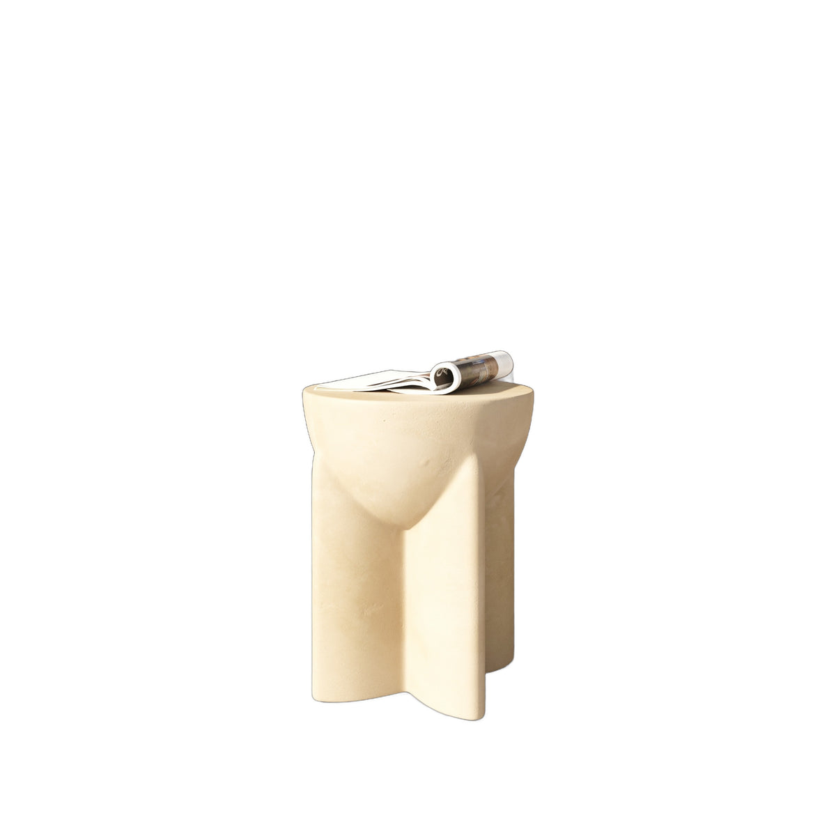 Elsa - Modern Beige Concrete Round End Table