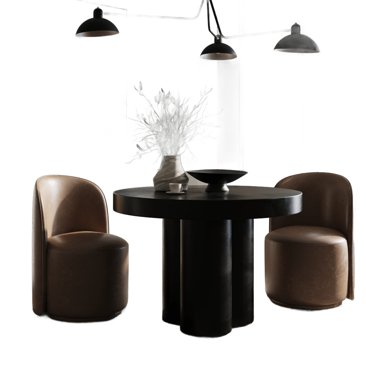 Bruni - Modern Black Concrete Round Dining Table