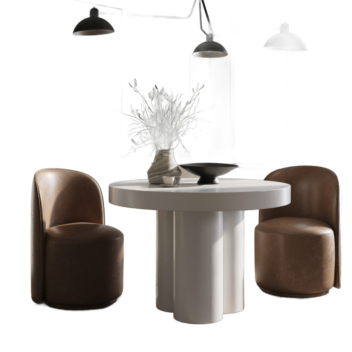 Bruni - Modern White Concrete Round Dining Table