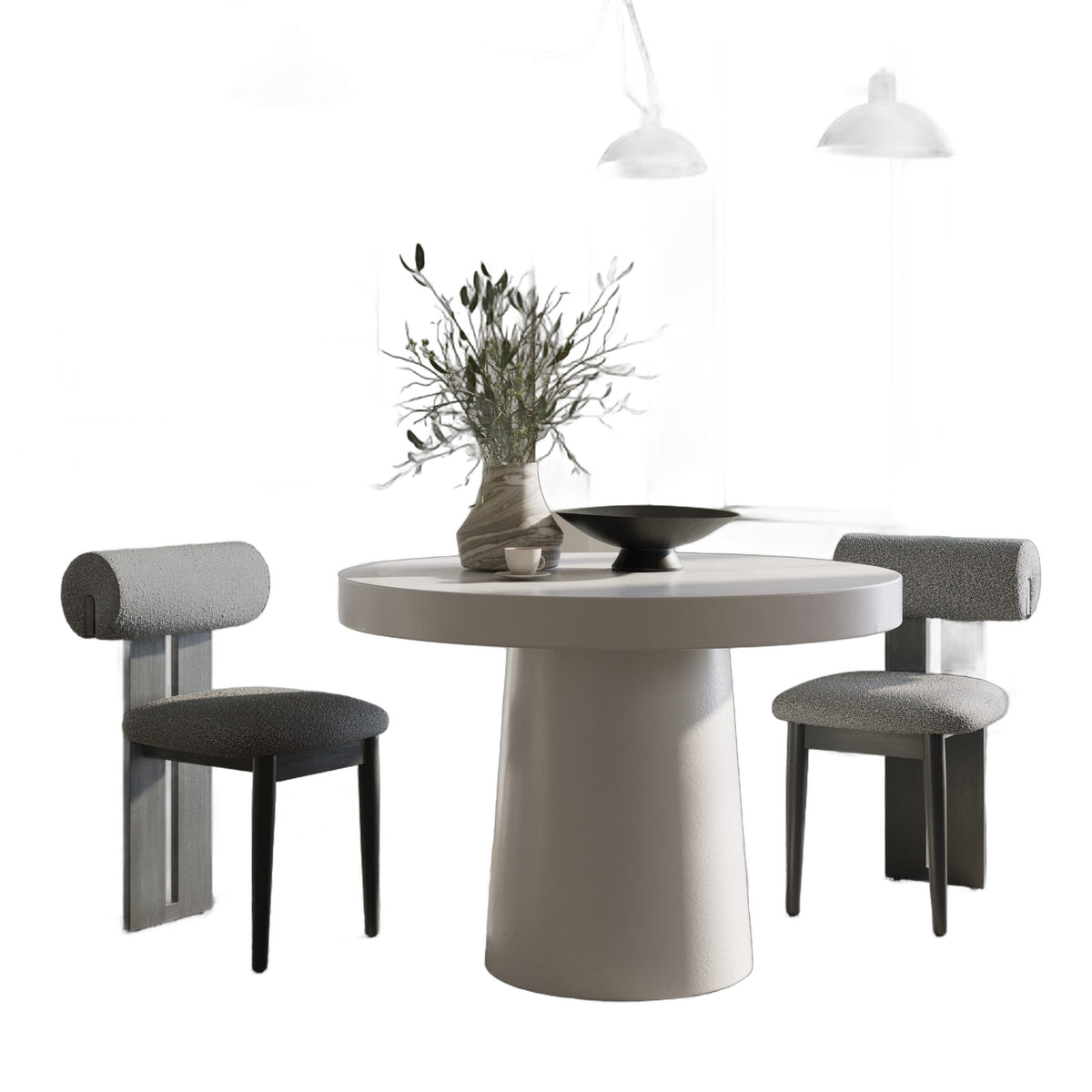 Desoto - Modern White Concrete Round Dining Table