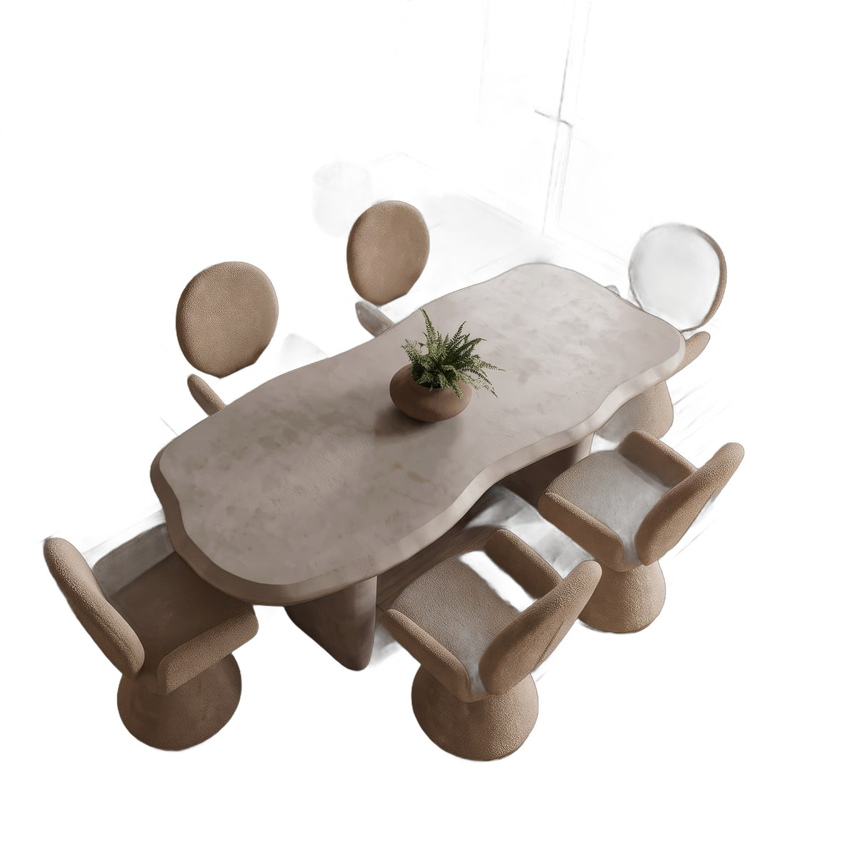 Slone - Modern Beige Concrete Dining Table