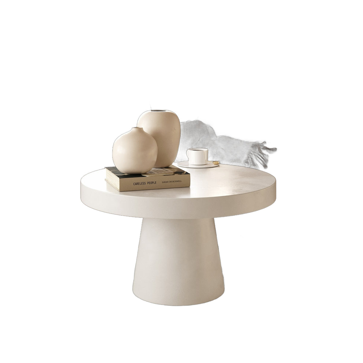 Desoto - Modern White Concrete Round Coffee Table