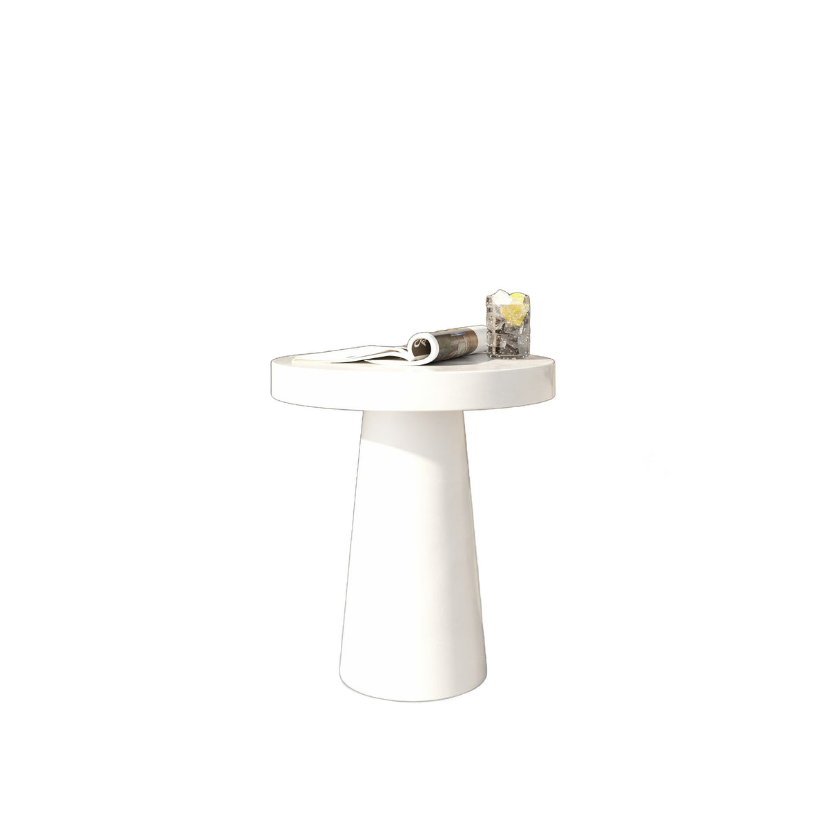 Desoto - Modern White Concrete Round End Table