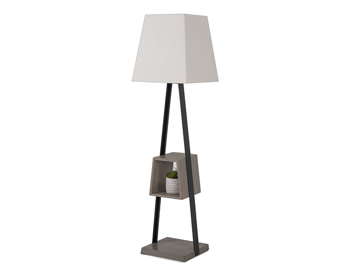 Cortez Modern Black Metal & Faux Concrete Floor Lamp