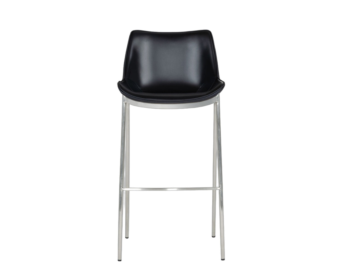 Hooper - Modern Black Eco-Leather Bar Stool (Set of 2)