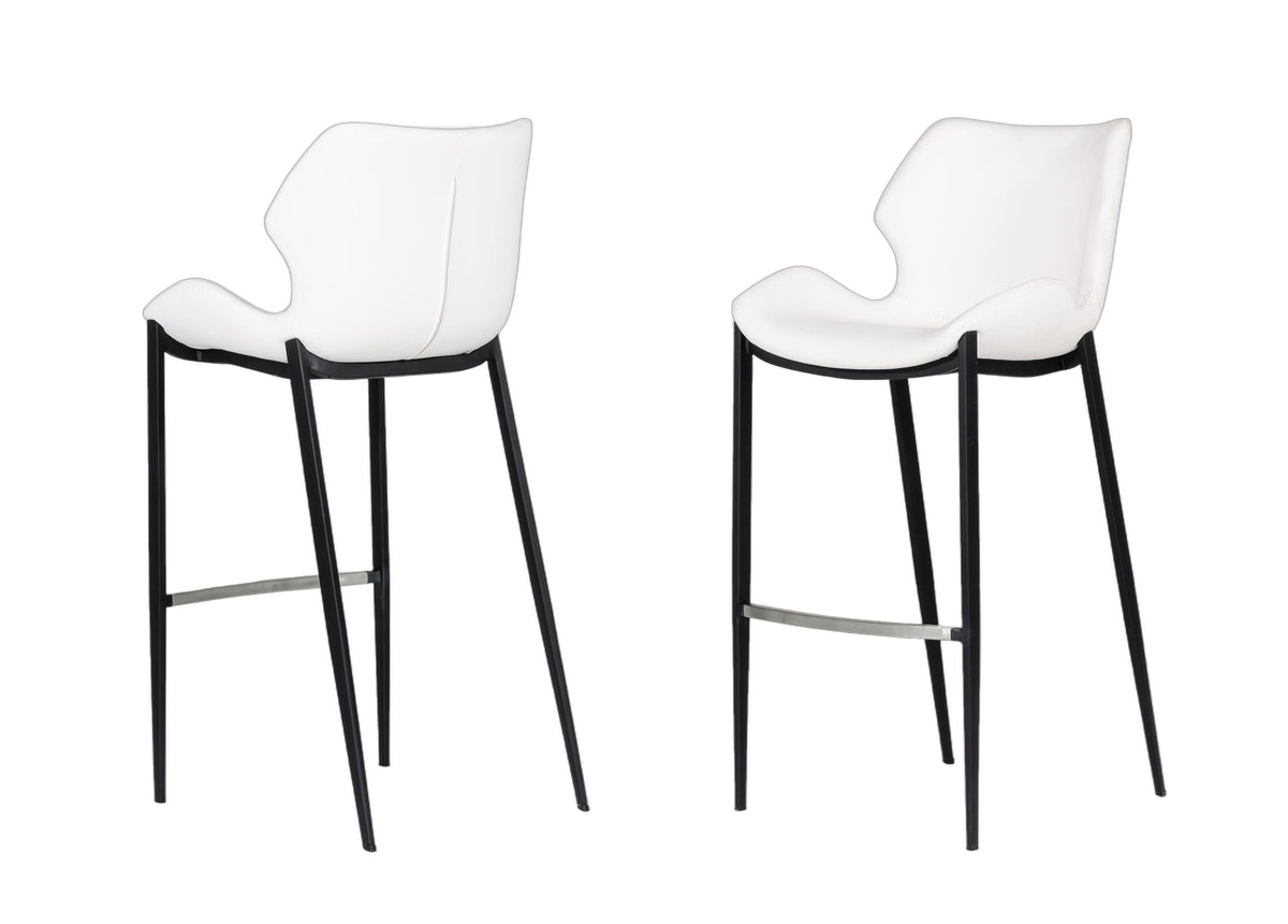 Ithaca - Modern White Leatherette Bar Stool (Set of 2)