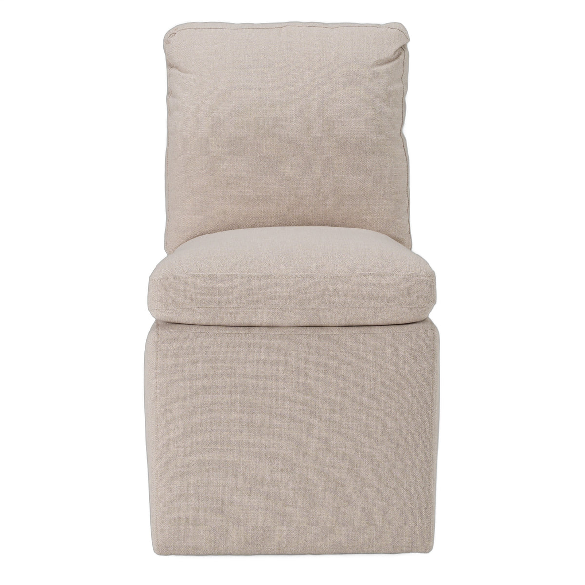 Adrian - Modern Beige Fabric Dining Chair w/ Castor Wheels
