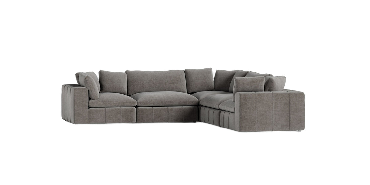Vicki - Modern Grey Fabric Modular Sectional Sofa-5-Piece Sectional