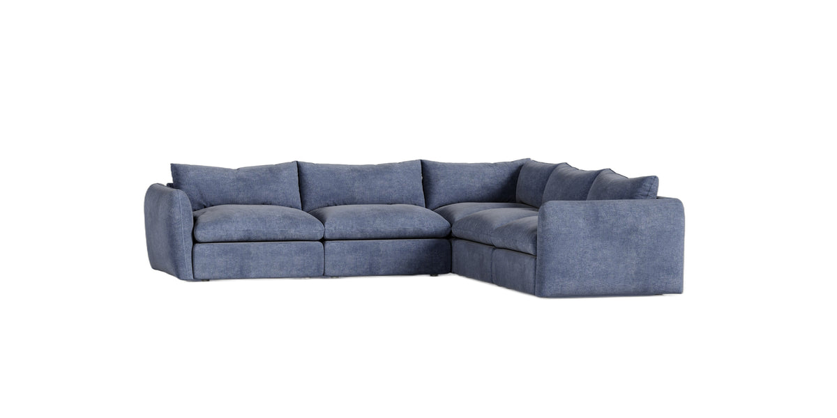 Kinsey - Modern Blue Fabric Modular Sectional Sofa-5-Piece Sectional