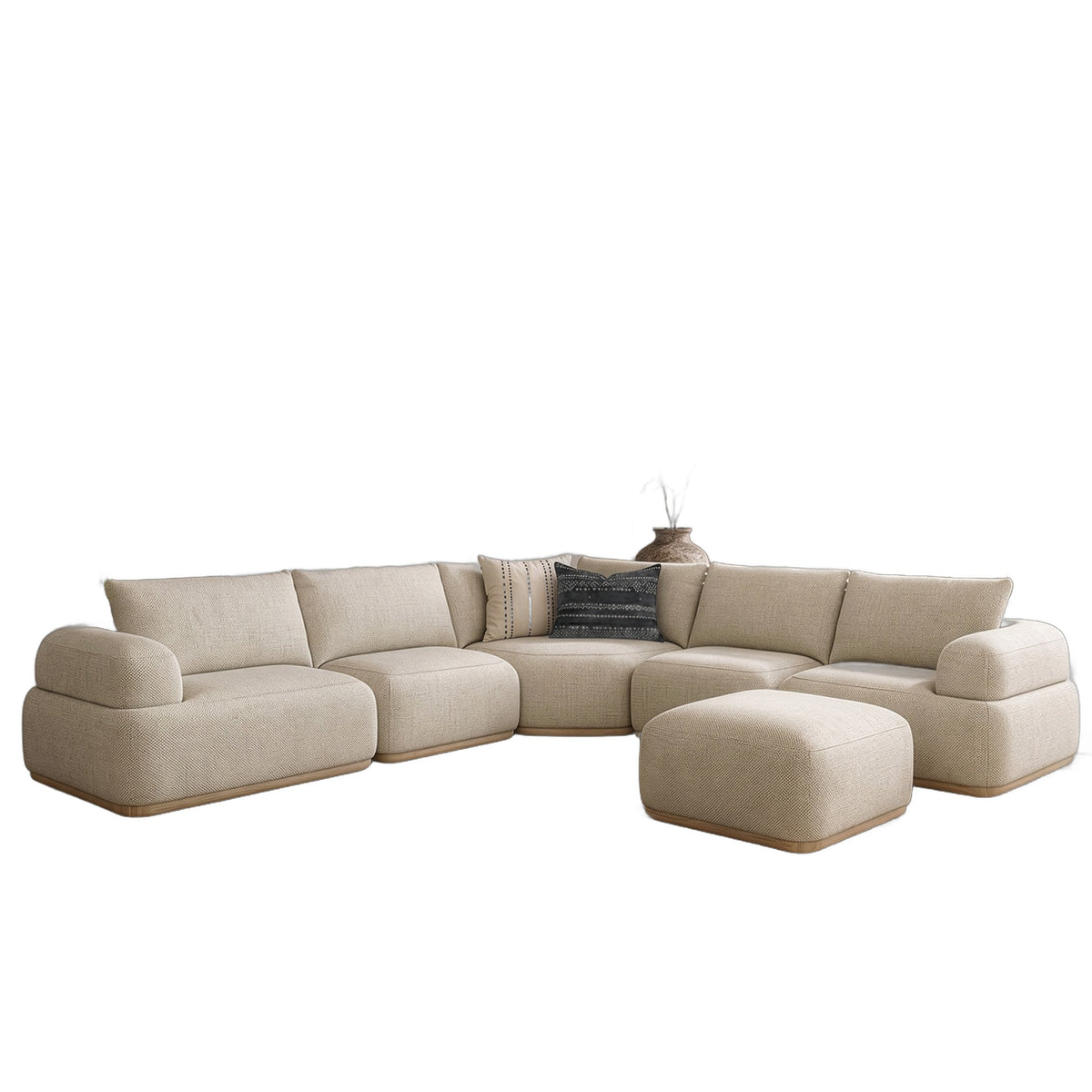 Evans - Contemporary Off-White Fabric Modular Sectional Sofa