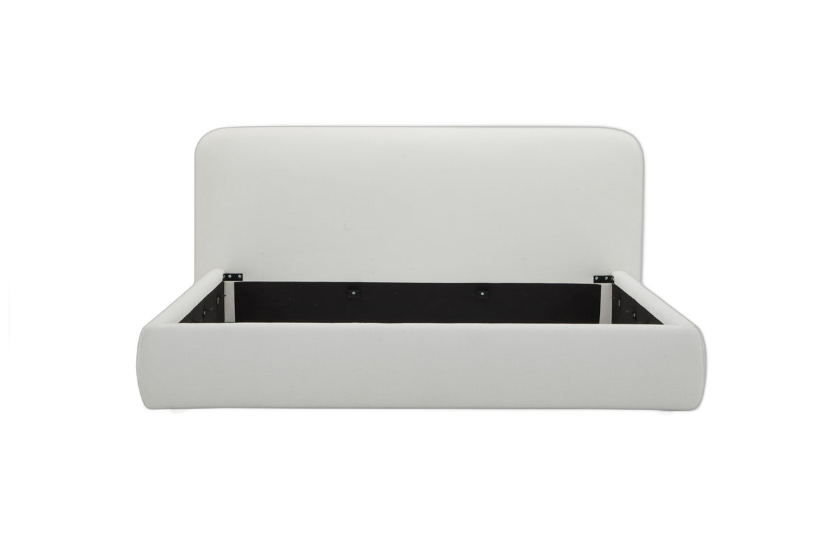 Liam - Modern Ivory Fabric Upholstered Bed