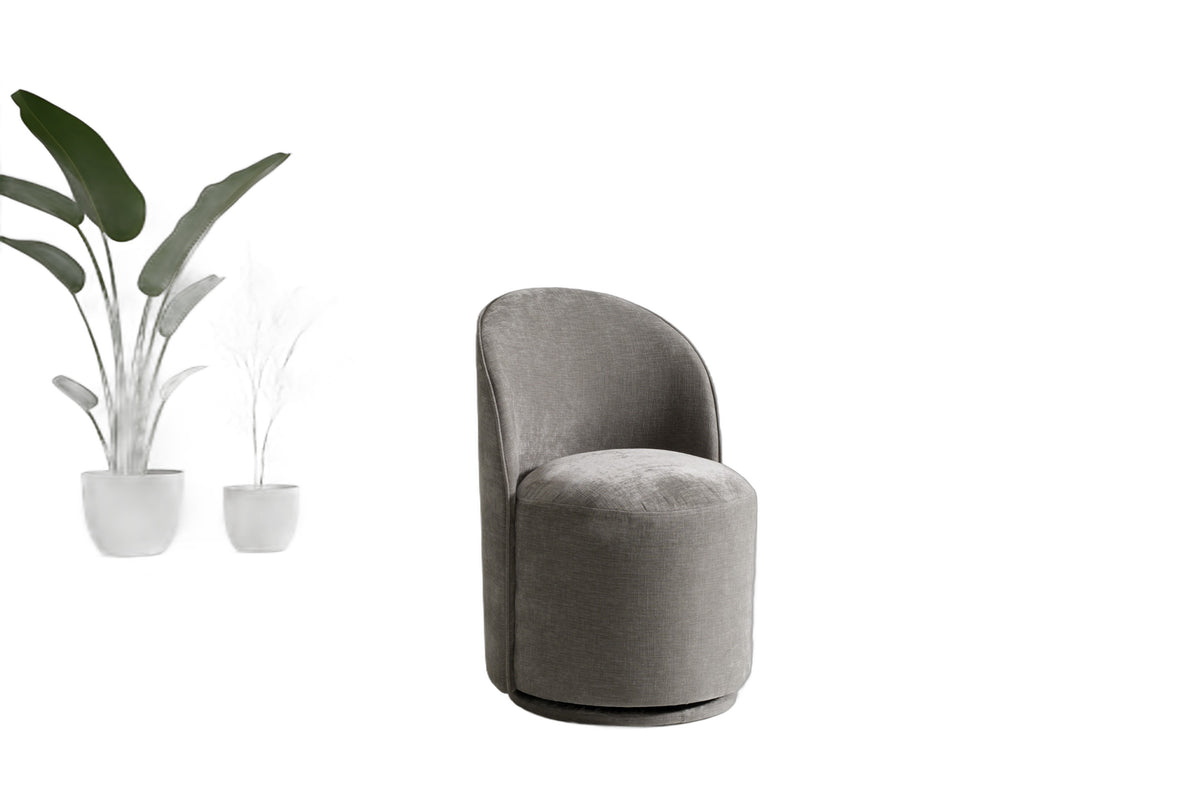 Correa - Modern Dove Grey Fabric Swivel Dining Chair