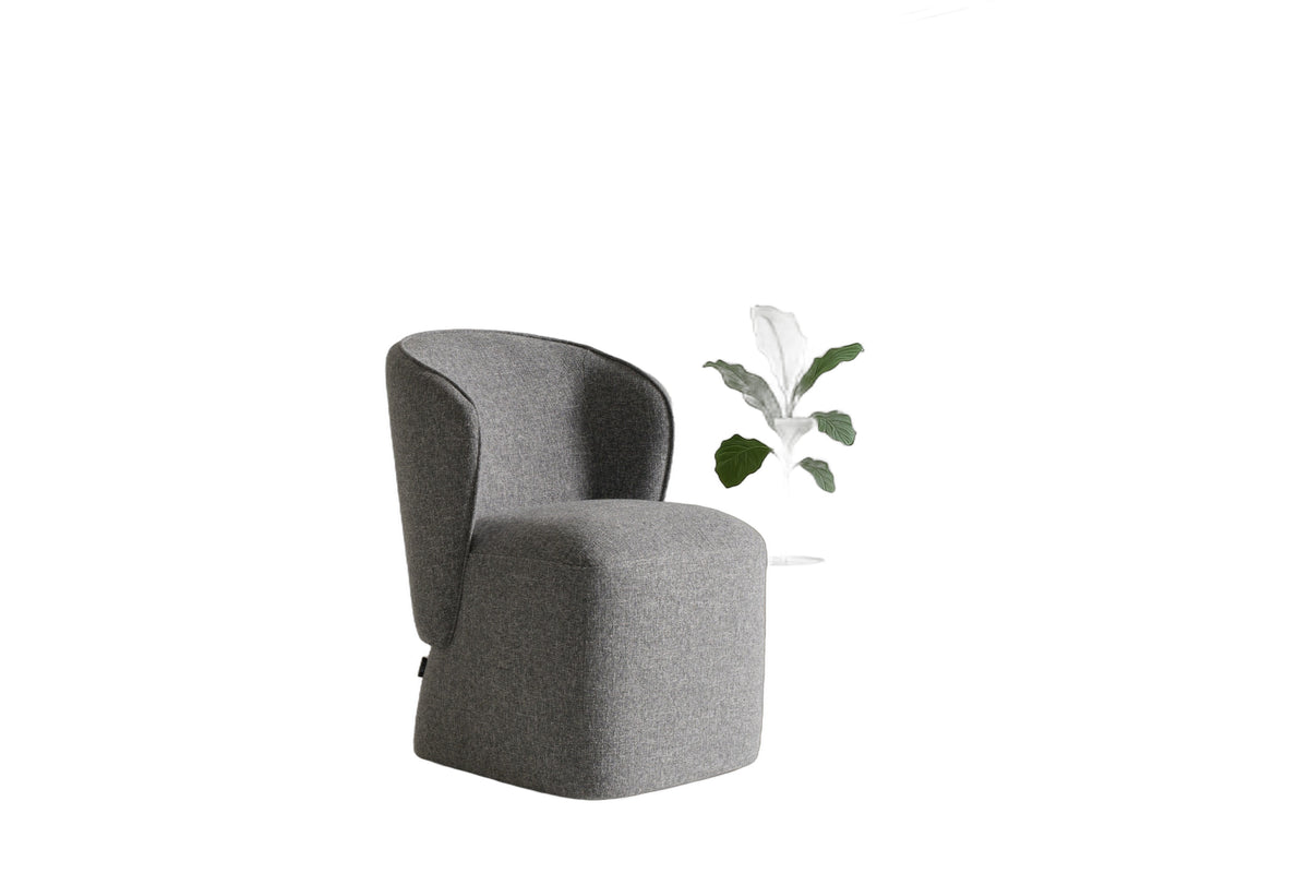 Souza - Modern Grey Fabric Swivel Dining Chair