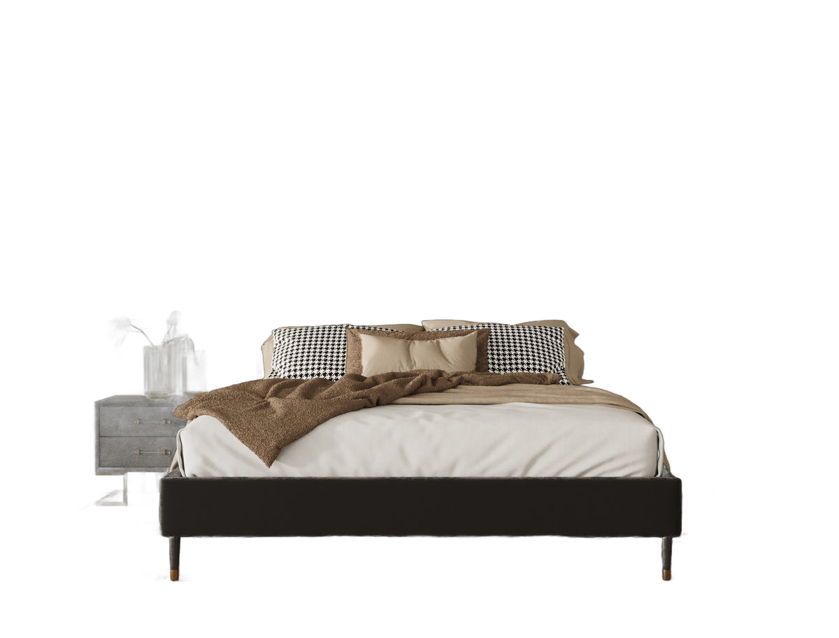 Hemlock Howard- Modern Dark Grey Velvet and Shagreen Grey EK Bedroom Set