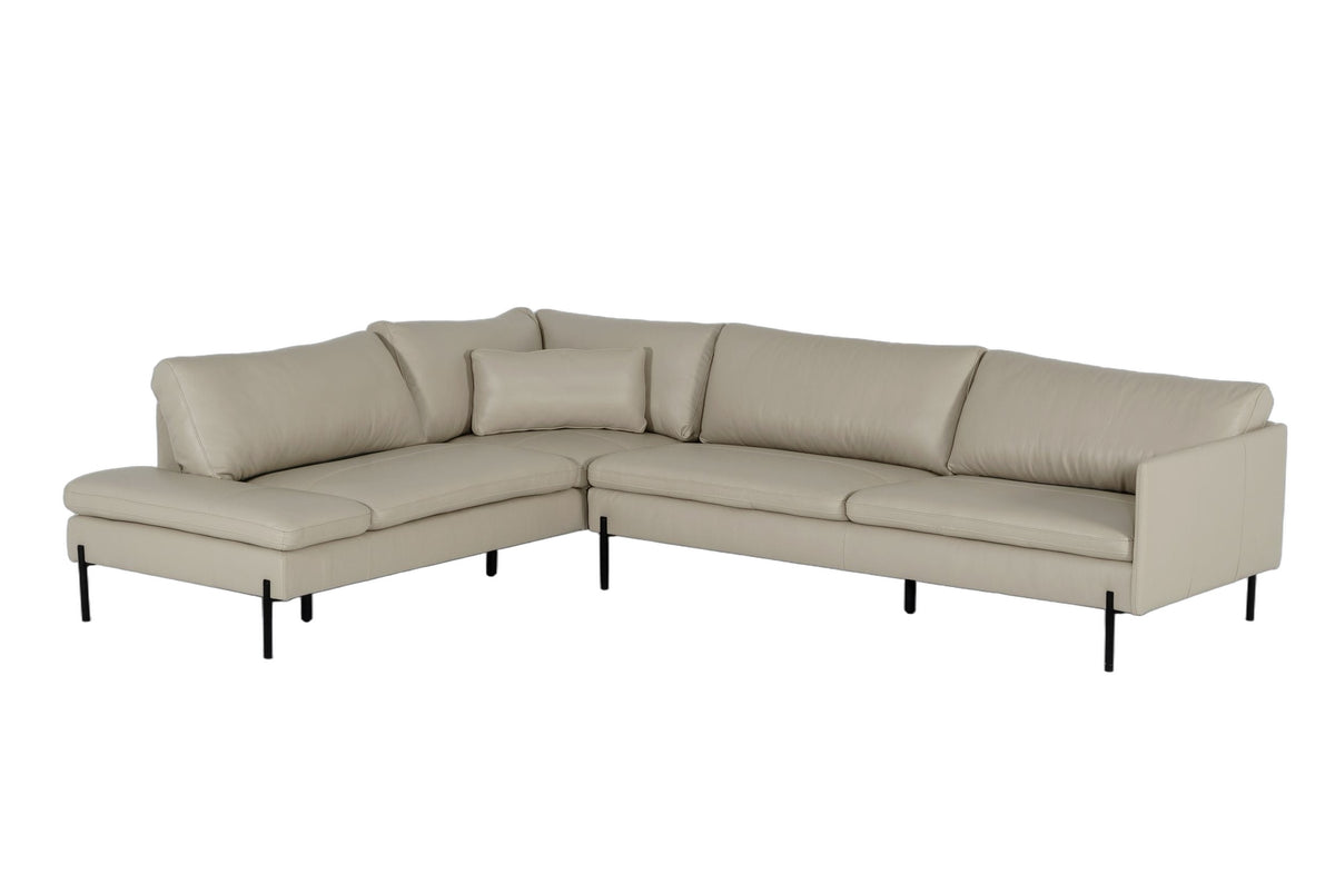 Sherry - Modern Grey Leather Left Facing Sectional Sofa