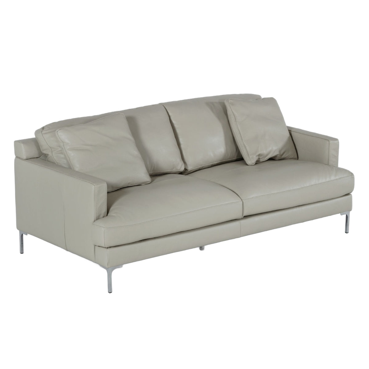 Janina - Modern Light Grey Leather Sofa