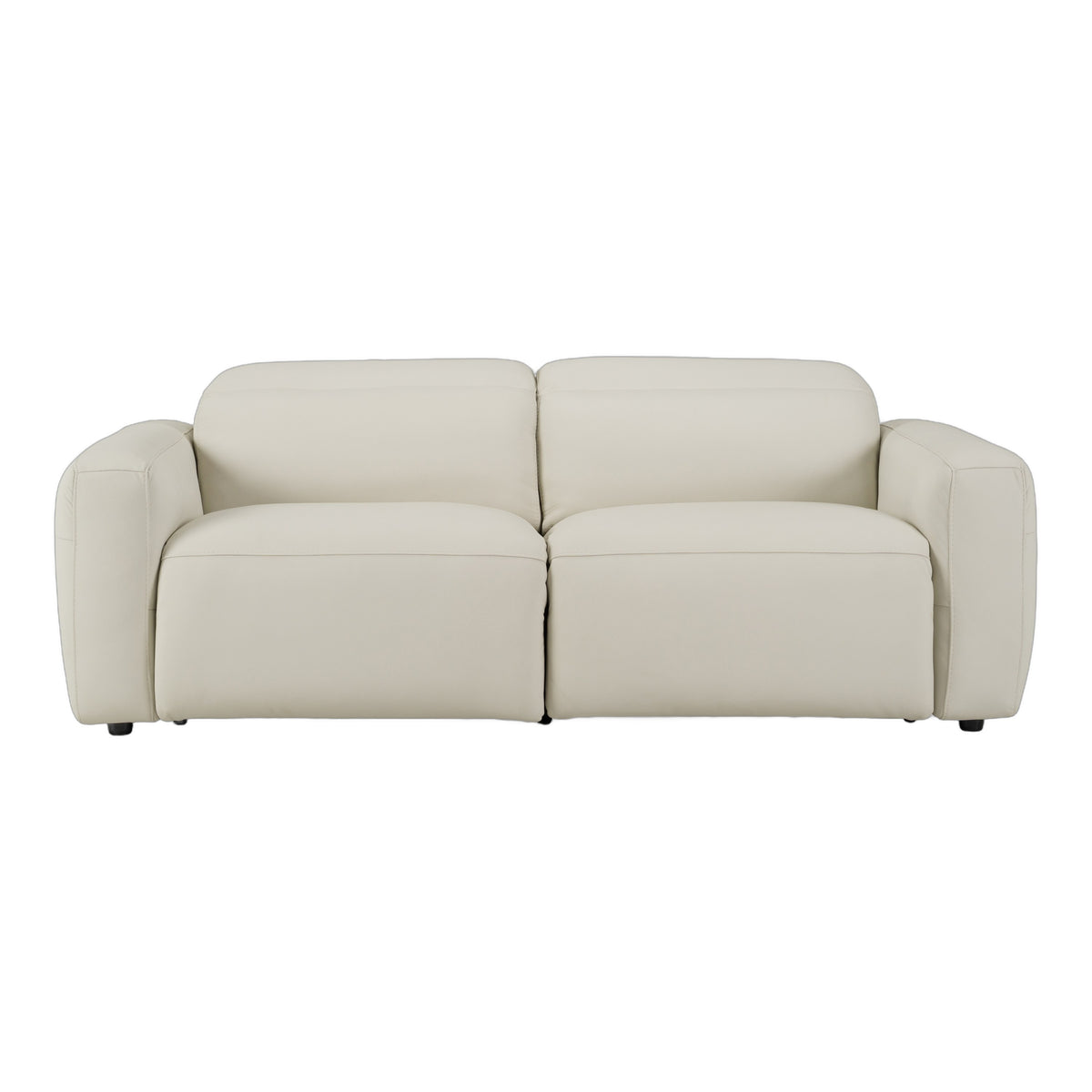 Jessop - Modern Off-White Leather Sofa 2 Recliners