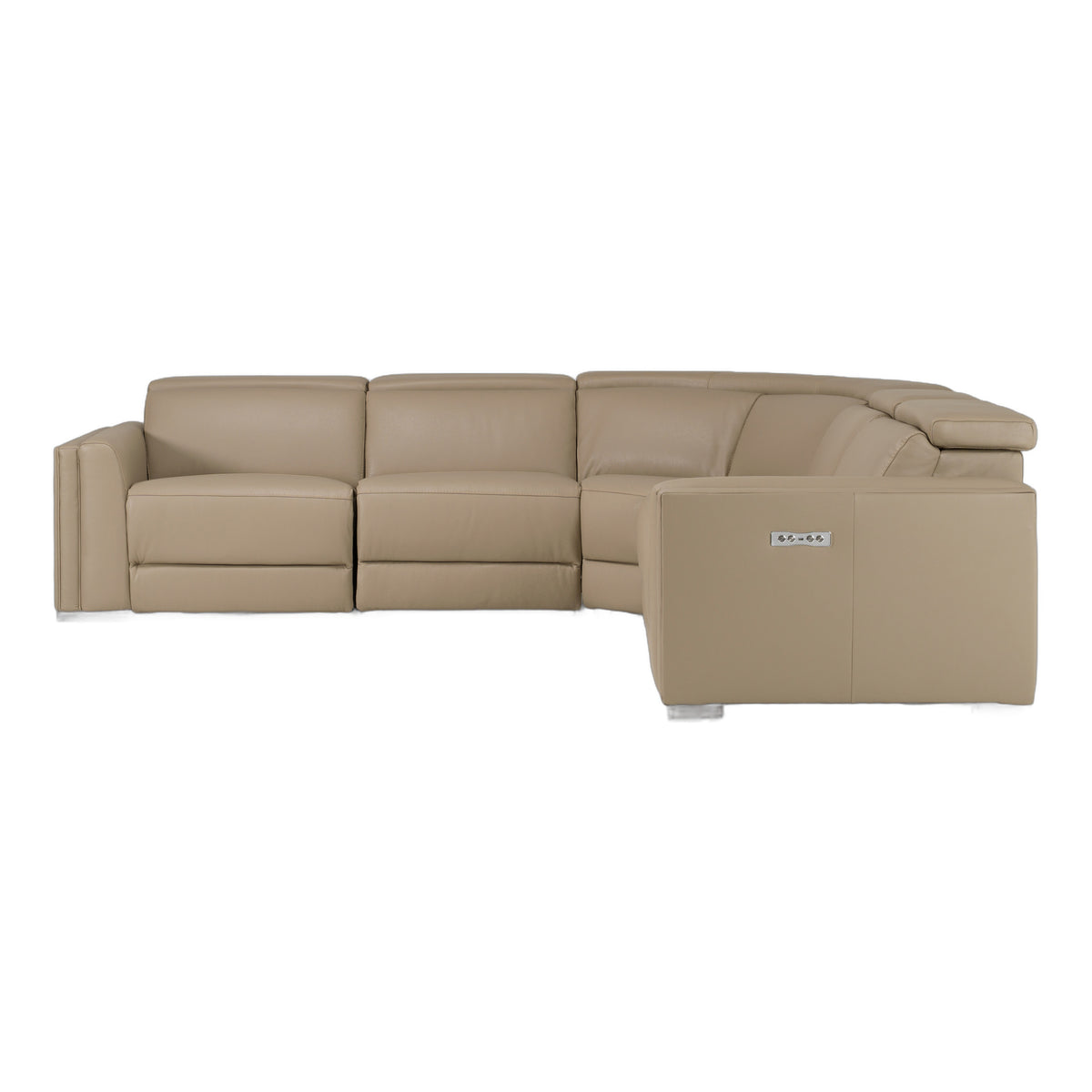 Frazier - Modern Tan Leather Sectional Sofa with 3 Recliners