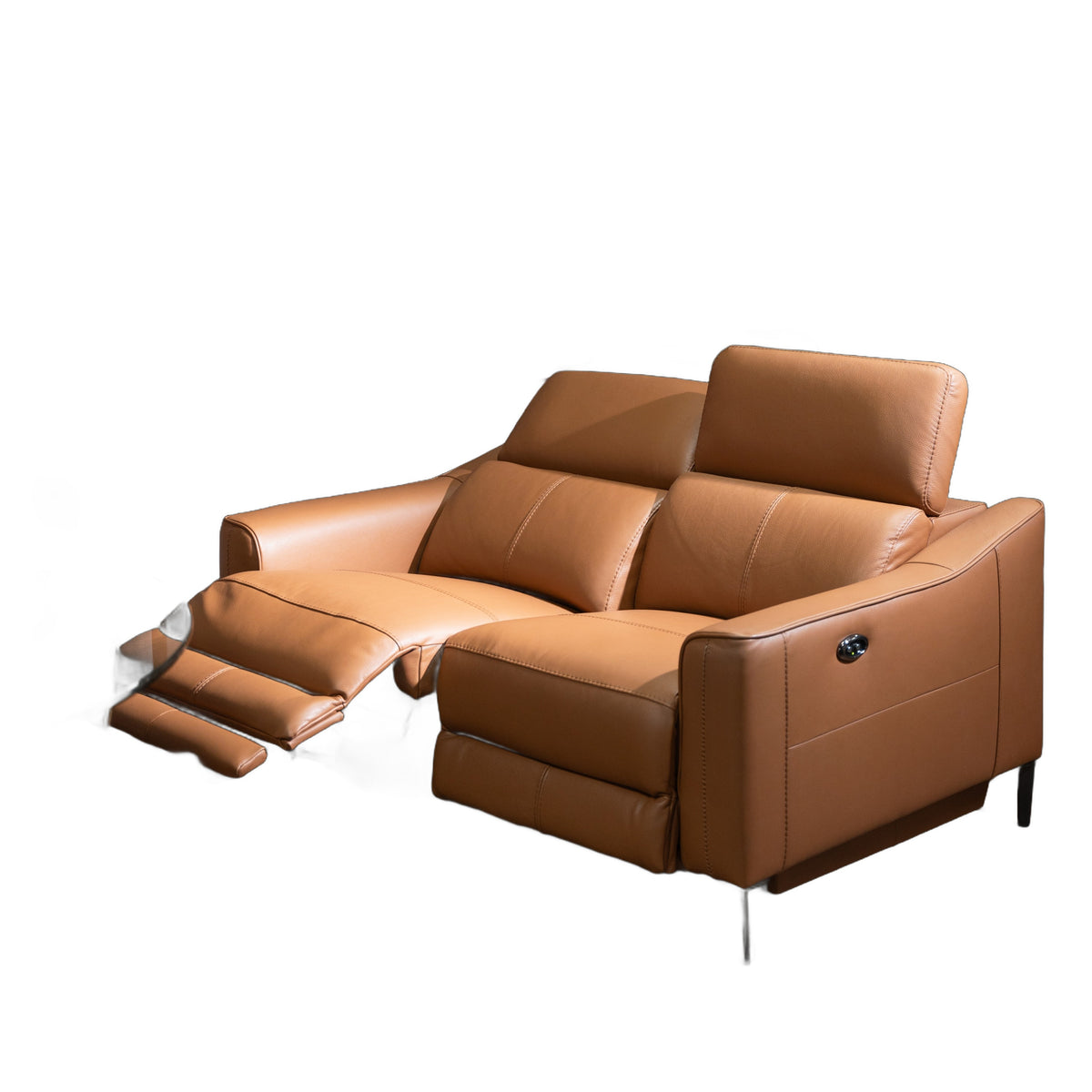 Eden - Modern Camel Leather Loveseat With 2 Recliners